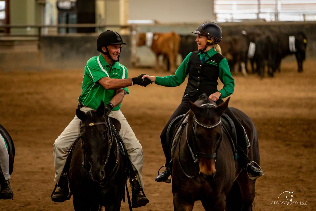 Cattle phase of Working Equitation Australia- congratulating team members